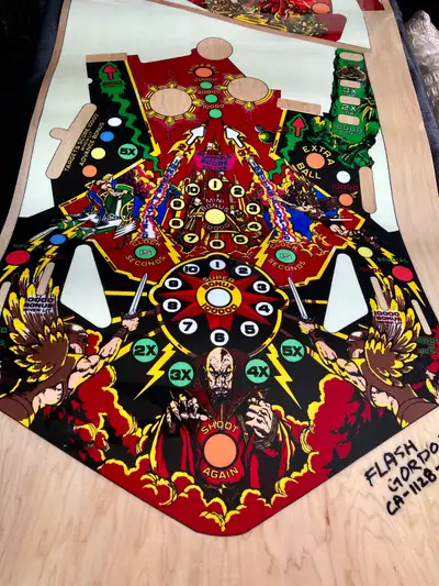 Bally Flash Gordon pinball playfield overlay. Pickup in Lindsay Shipping at buyers expense.