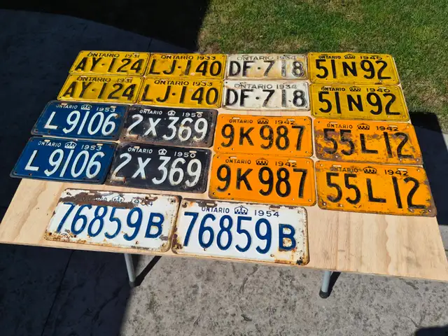 Collectable antique Ontario license plates