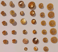 33 Vintage Gold Tone High End Designer Buttons Assorted Round EX