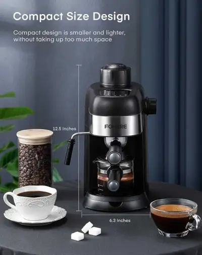 FOHERE Espresso Machine, 3.5 Bar 4cup, View more