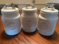 Set of off white canisters