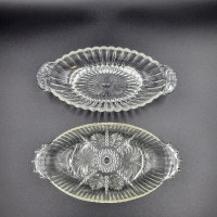 Glass Serving Trays Plates Set Of 2 Clear Vintage Charcuterie Se