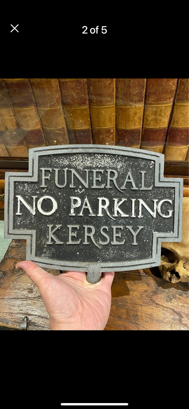 Rare double sided Funeral No Parking sign in Arts & Collectibles in La Ronge - Image 2