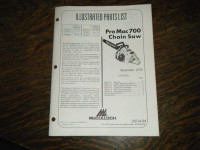 McCulloch Pro Mac 700  Chain Saws Parts List Manual Nov 78