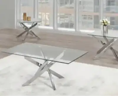 Beautiful Modern Designer Glass coffee table and 2 end tables! The end tables sold!! The set was ove...