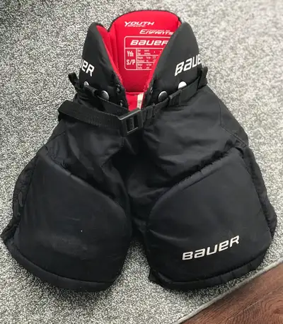 Youth small Bauer black hockey pants , View more