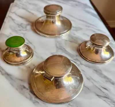 Sterling Silver Antique Ink Wells - set of four, View more