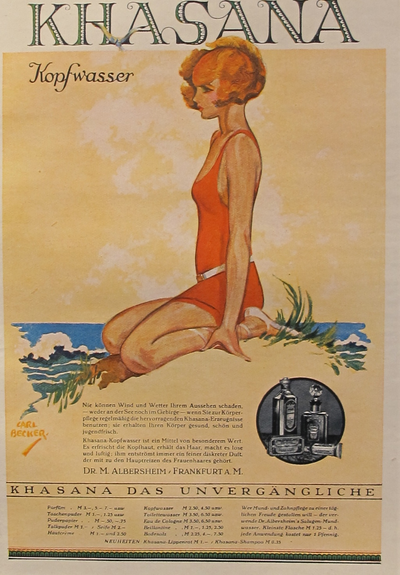 1927 ANTIQUE GERMAN MINI POSTER, KHASANA SHAMPO, View more