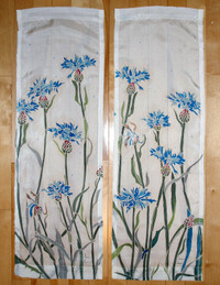 Pair of Hand-made Silk Wall-Hanging with Floral design, from Nov