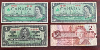 Billets 1$ et 2$ banque du Canada