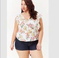 Plus size floral butterfly sleeve top