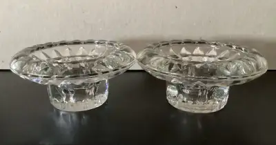 2 Clear Glass Candle Holders from Indonesia, View more