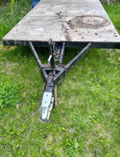 Posting for husband Homemade ATV trailer. 700 obo Deck is 10ft, was able to Side load 2 atvs no prob...