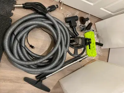 Electrical central vacuum hose 35’ long with all the new accessories. And Johnny Vac Power Nozzle PN...