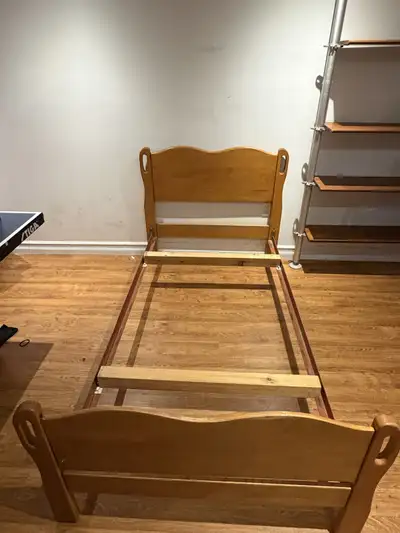 Vintage solid maple single bed frame., View more