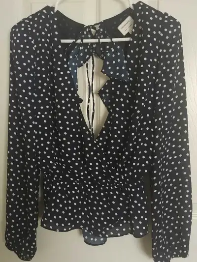 Woman's Navy Polka Dot Blouse, View more