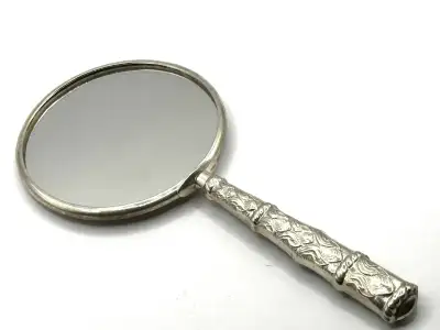 925 Silver vintage Hand Mirror, View more