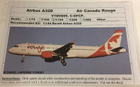 V1 Decals 1/144 Airbus A320 Air Canada Rouge decal