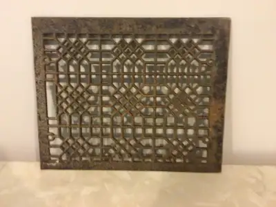 Antique heavy cast iron grate., View more