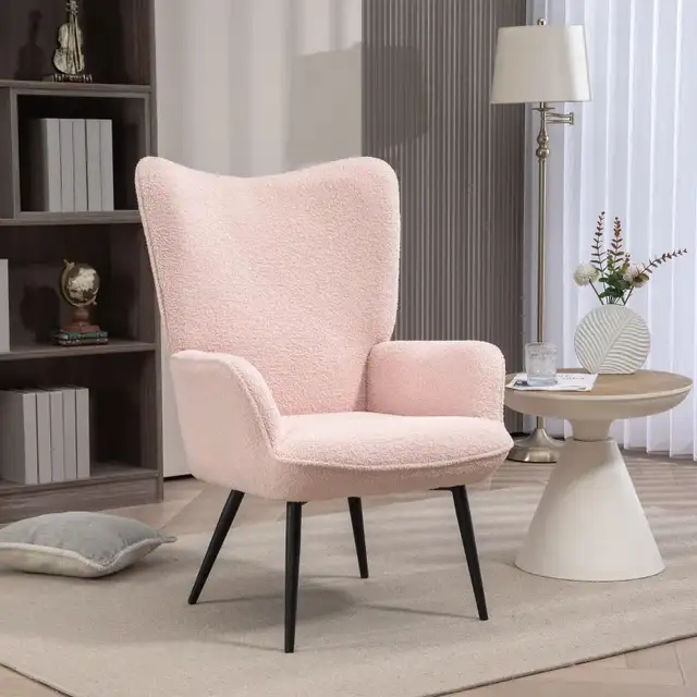 Accent Sherpa Chair, Upholstered Armchair, Fluffy Wingback Chair in Chairs & Recliners in Markham / York Region - Image 9