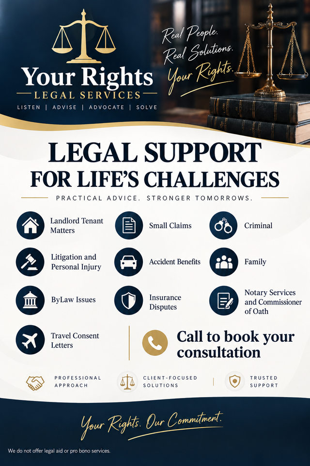 YR Legal Services - LTB, Criminal, ByLaw, Insurance disputes etc