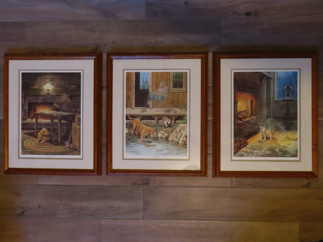 3 James Lumbers Art Prints: Fireside Shadows, Lucky Strike, Cats in Arts & Collectibles in Renfrew