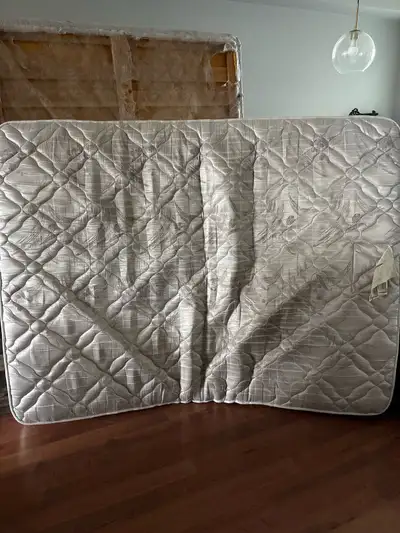 We are giving away our old queen mattress and box spring. The mattress is about 30 years old. We got...