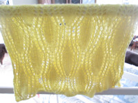 yellow hand knit baby blanket (20x60) new never used