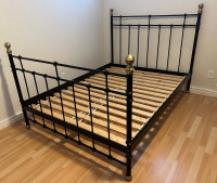 Double size bed frame with clean mattress dropoff extra $