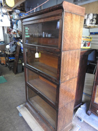 antique tall 4 glass level barrister bookcase restored  Gunn Ltd
