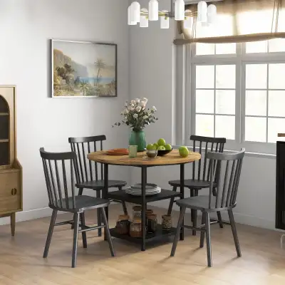Round Kitchen Table for 4-6 People, 39.4 Inch Industrial Dining , View more