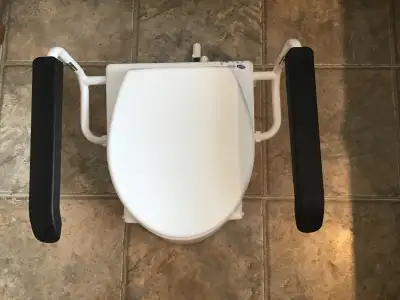 H430A Elongated Toilet Seat Raiser w/ Lid & Armrests-Never used, View more