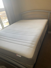 Double bed frame with mattress and box spring
