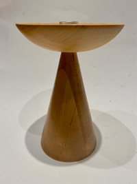 New Vintage 7 1/2" Wood Ikea Candle Holder; Cone and Bowl Shape