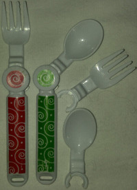 Learn and Turn Spoon & Fork in Red & Green - NEW