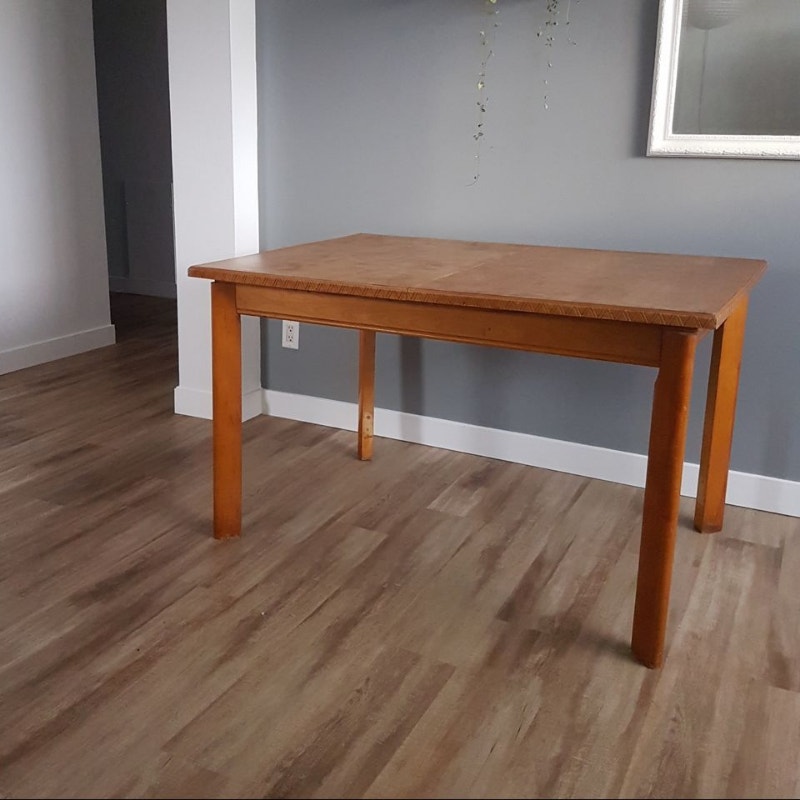 1960s Vintage Wood Dining TableArt Deco Inspired Detailing Dining