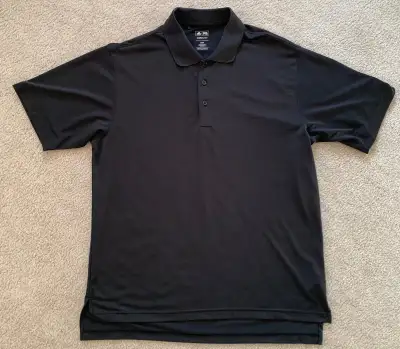 Men’s golf shirts, $3.00 each Pic#1/2: adidas climalite, 100%polyester, size M, unisource emblem on...