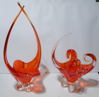 Vintage Chalet Glass Stretch Pieces in Orange