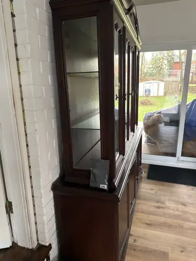 Large Antique Wooden Curio Cabinet, View more