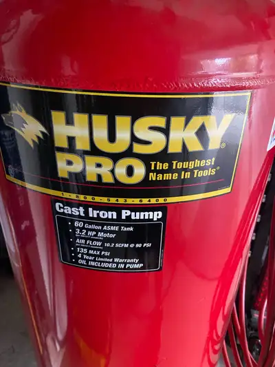 Almost new stand up Husky 60 gallon air compressor..runs on 220volts ..only used a few times