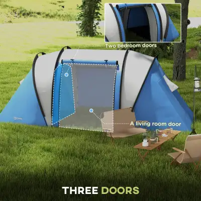 New Outsunny 3 -4 Person Camping Tent w/ 2 Bedrooms, Living Area, View more