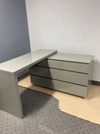 Savvy Dresser/Desk Done in High Gloss Light Grey