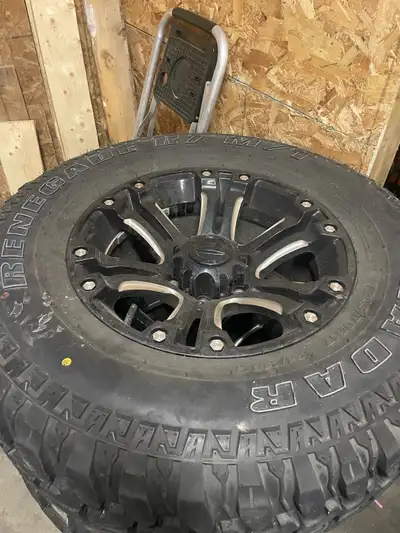 Looking to sell or trade for 5 bolt rims and tires. 285/ 70/ 17s. 5000 kms on tires.