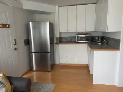 Available immediately! This cozy 1-bedroom semi-furnished suite features: Private deck Private drive...