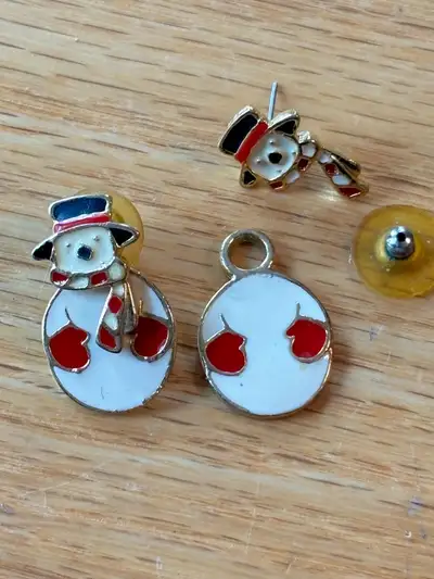 Christmas Metal & Enamel Articulated Snowman Earrings, View more