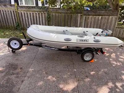 Complete Turnkey Electric Package - Titan AL370 Hypalon RIB — 12 ft Aluminum Hull, Torqeedo Travel 1...