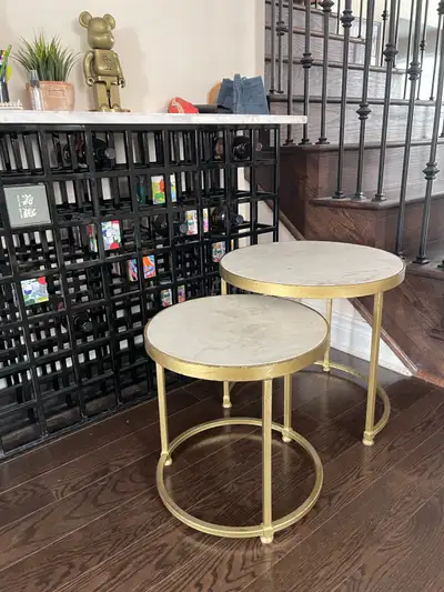 Beautiful real marble side table No problem used as coffee table too Genius marble and gold legs Ama...