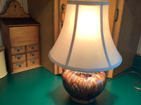 MCM Drip Glazed Pottery Double Handed Table Lamp