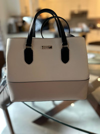 Kate Spade White/Taupe/Black Crossbody Bag with Top Handles