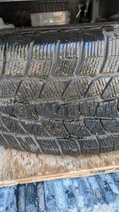 Set of four winter tires. Lots of tread left on rims The rims were off a Pontiac Vibe. 150 or best o...